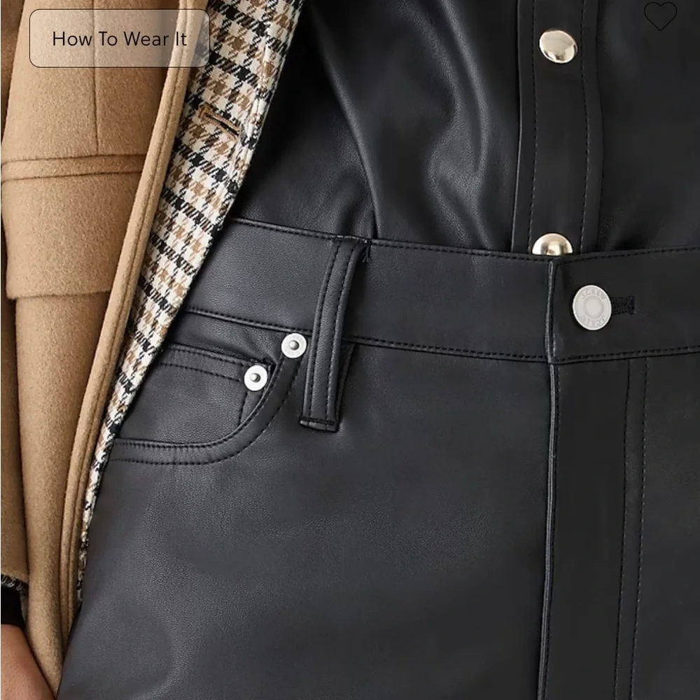 J.Crew Slim Wide-Leg Pant in Faux Leather - Picture 2 of 5